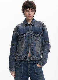 Desigual - Veste col classique en jean - Taille XL - Bleu
