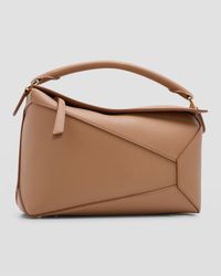 Puzzle Edge Medium Top-Handle Bag in Soft Grained Leather