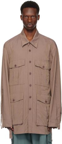 Dries Van Noten Chemise brune à poches