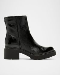 Alec Crinkle Leather Lug-Sole Ankle Booties