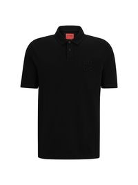 Men's Stacked Logo Embossed Polo Shirt In Cotton Piqué - Black - Size XXL