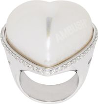 AMBUSH Silver Large Pearl Heart Ring