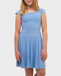 Girl's Cap-Sleeve Pleated Dress, Size 14-16