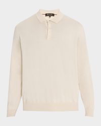 Men's Loro Island Cotton Giza Long-Sleeve Polo Shirt