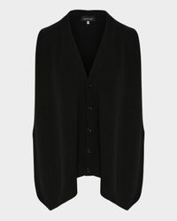 Plain Cashmere A-Line Sleeveless V-Neck Cardigan (Mid Plus Length)