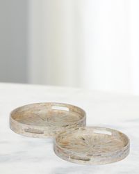 Capraia Coast Round Mother-of-Pearl Decorative Trays, Set of 2