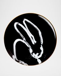 Rabbit Run Dinner Plate with Gold Rim - Black