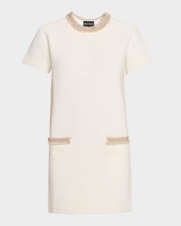 Fringe-Trim Ottoman Ribbed Mini Dress