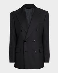 Men's Peak-Lapel Double-Breasted Blazer Jacket