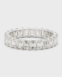 18K White Gold Emerald-Cut Diamond Eternity Band, Size 6