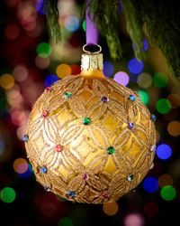 Sapphire Gleam Glass Ornament