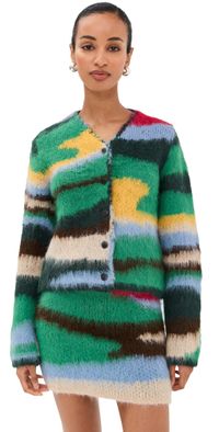 The Elder Statesman Topo Jacquard Cardigan F25 Multi XS