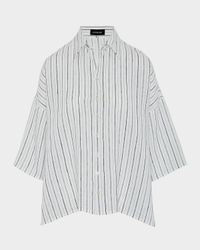 Sloped-Shoulder Wide A-Line Short-Sleeve Shirt With Collar (Mid Length)