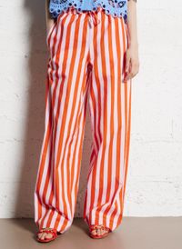 Lollys Laundry - Pantalon large taille haute à rayures - Taille L - Rouge