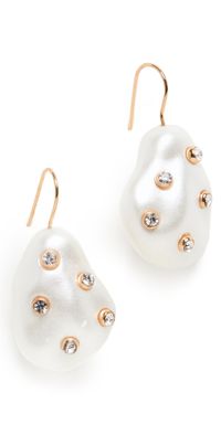 Kenneth Jay Lane Gold With White Pearl Earrings Gold One Size