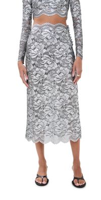 rabanne Lace Midi Skirt Black / Silver 42