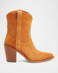 Leigh Anne Suede Western Ankle Booties