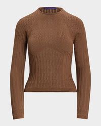 Lace Knit Raglan Crewneck Sweater