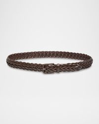Men's Covered-Buckle Braided Leather Belt