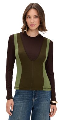 Ulla Johnson Annete Jersey Long SleeveTop Militaire M
