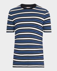 Men's Horizontal Multi-Stripe Cotton Crewneck T-Shirt