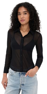 L'AGENCE Indiana Fitted Blouse Black L