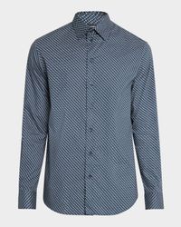 Men's Stretch Poplin Geometric Sport Shirt