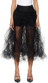Valentino Black Tulle Illusione Midi Skirt