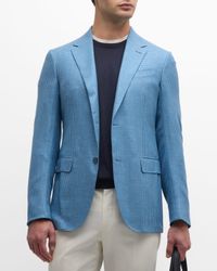 Men's Houndstooth Cashmere-Linen Sport Coat