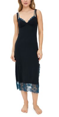 Free People Party Crasher Midi Slip Dress Black Combo L