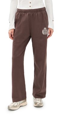 Sporty & Rich NY Crest Embroidered Wide Sweatpants Chocolate L