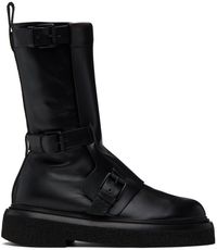 Max Mara Bottes motard noires en cuir