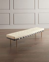 Tufted Leather Gallery Bench