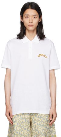 Versace White Baroque Polo