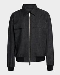 Men's Denim Pinstripe Zip Jacket