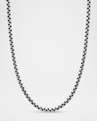 Box Chain Necklace in Silver with 14K Gold Accent, 3.6mm