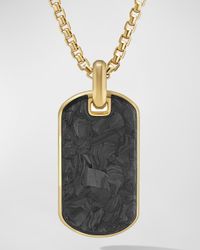 Men's Forged Carbon Tag Pendant in 18K Gold, 42mm