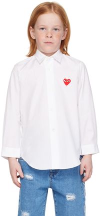 COMME des GARÇONS PLAY Enfant | Chemise blanche à écusson à logo brodé