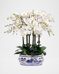 Orchid Faux Floral Arrangement in Oval Planter