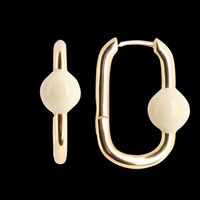 Feeka - Boucles d'oreilles rectangles à perles - Taille Unique - Blanc