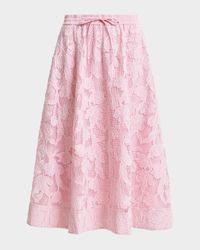 Heast Floral-Embroidered Midi Skirt