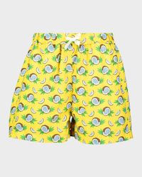 Boy's Coconut-Print Swim Shorts, Size 2-10