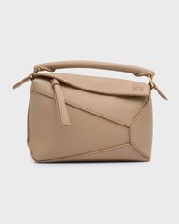 Puzzle Edge Mini Top-Handle Bag in Grained Leather