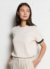 Vila - Top droit en coton - Taille L - Beige