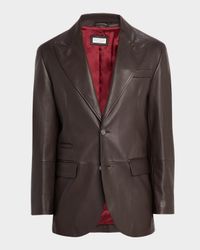 Men's Matte Calfskin Peak Lapel Blazer