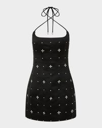 Eclipse Crystal-Embellished Halter Mini Dress