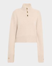 Rowe Macroon-Button Crop Henley Sweater