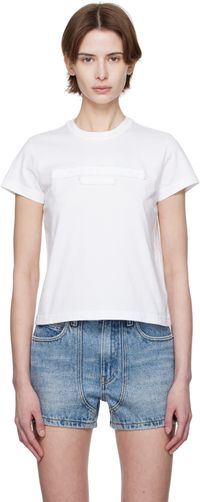 Alexander Wang White Distressed Logo Shrunken T-shirt