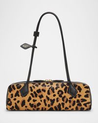 Le Teckel Medium Shoulder Bag in Leopard Calf Hair