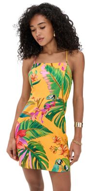 FARM Rio Birds Singing Yellow Mini Dress Yellow Multi M